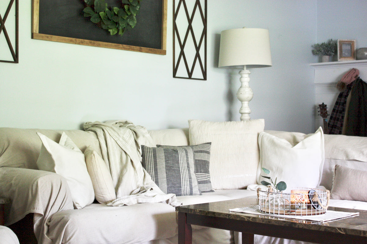 DIY No Sew Farmhouse Style Slipcovers Sage Lane Cottage