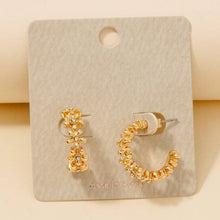 Studded Flower Link Solid Hoop Earrings