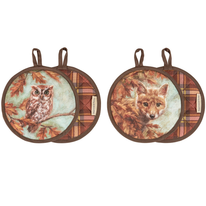 Fox and Owl Hot Pad Set