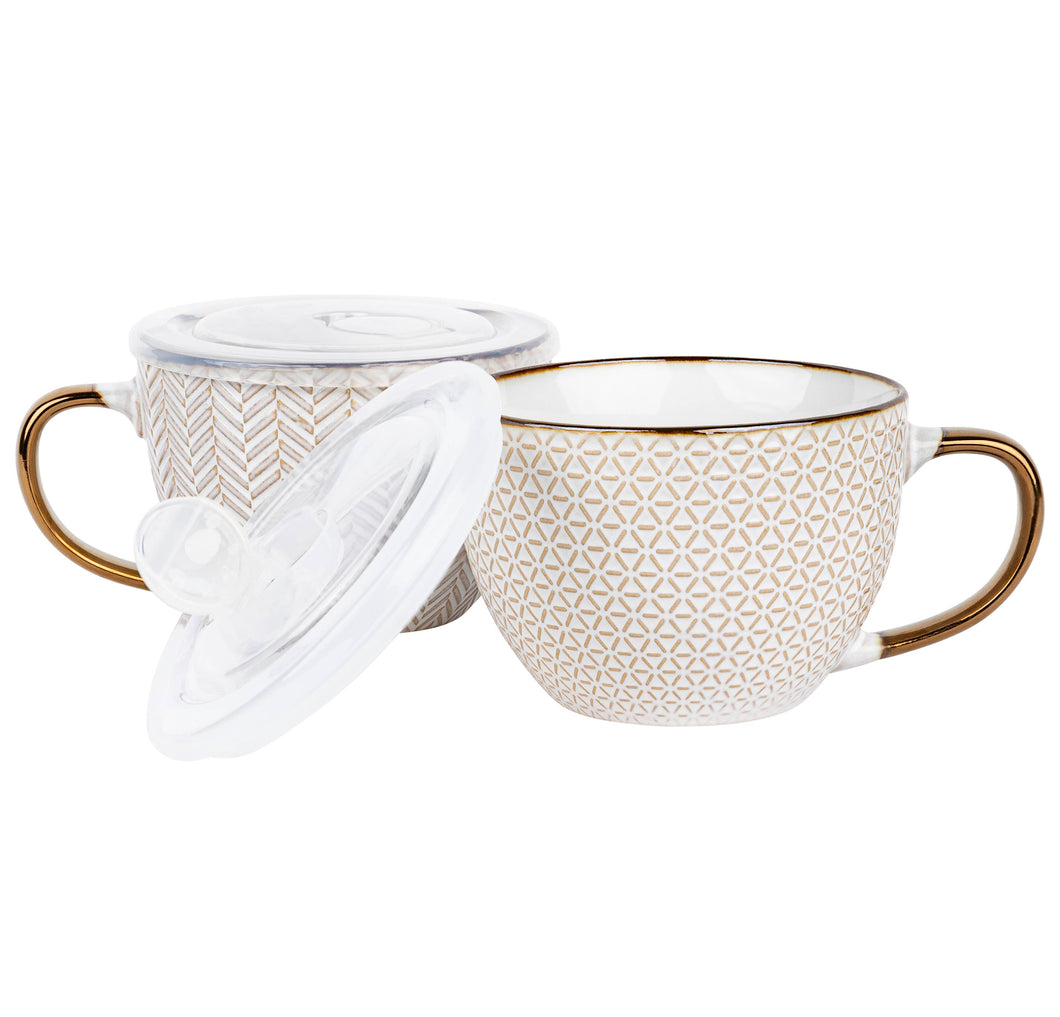 Ceramic Soup Mugs with Lids