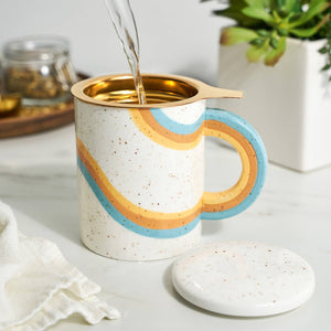 Everlee Speckled Ceramic Mug with Tea Infuser and Lid