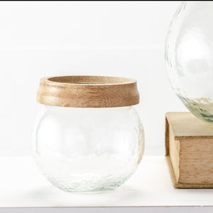 Glass Vase w/ Wood Rim