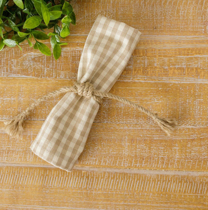 Tan & Linen Check- Napkin S/4