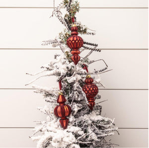 Red Glass Finial Ornaments