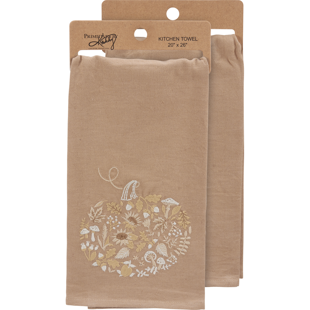 Embroidered Pumpkin- Kitchen Towel