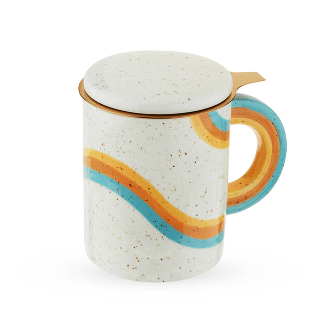 Everlee Speckled Ceramic Mug with Tea Infuser and Lid