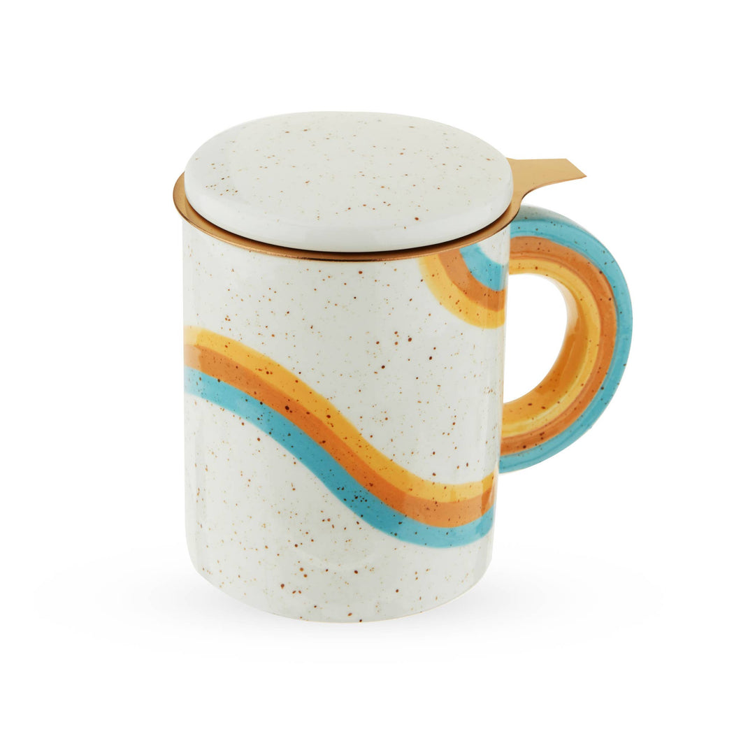 Everlee Speckled Ceramic Mug with Tea Infuser and Lid