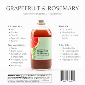 Grapefruit & Rosemary- Cocktail Mixer, 16 fl oz