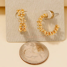Studded Flower Link Solid Hoop Earrings