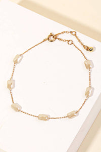 Dainty Rectangle Bead Chain Bracelet