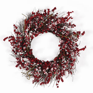 Snowy Ilex Berry Wreath 24"