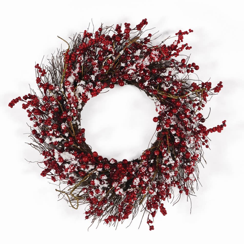 Snowy Ilex Berry Wreath 24