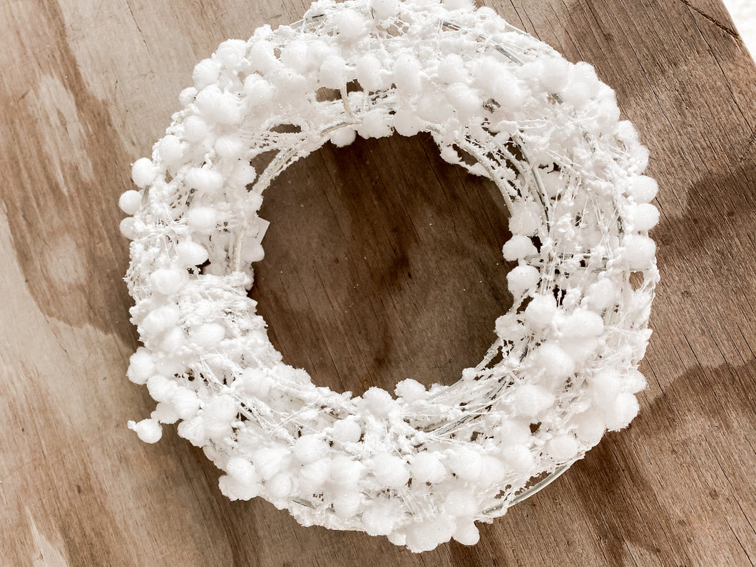 White Puff Ball Wreath