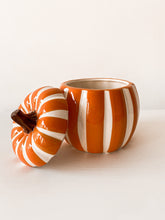 Orange Striped Pumpkin Candy Jar