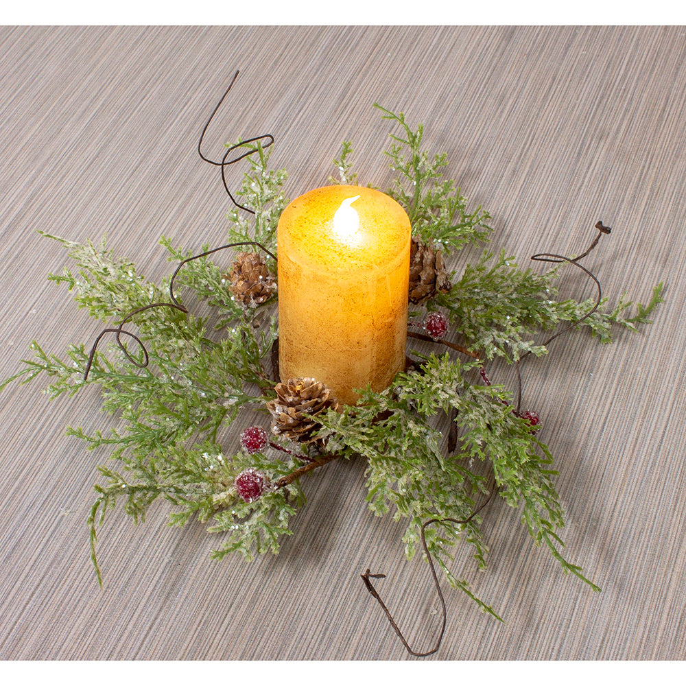 Frosty Red Berry + Cone Candle Ring