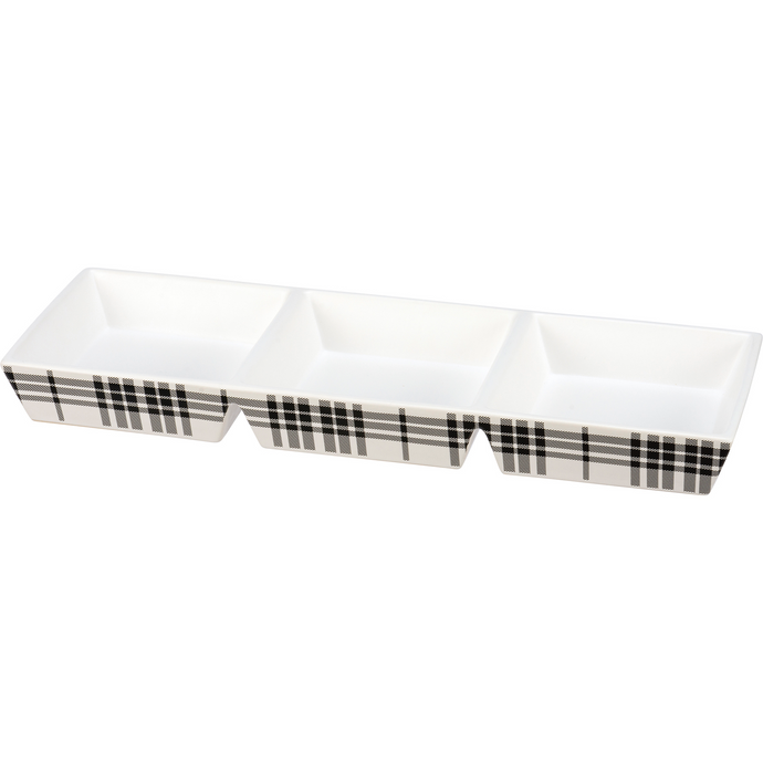 Black Plaid Tidbit Tray