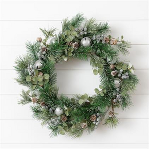 Frosted Bells and Blueberries Winter Wreath