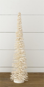 White Flocked Pencil Bottle Brush Tree- Tall
