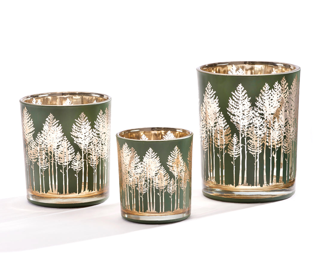 Green Winter Candle Holders