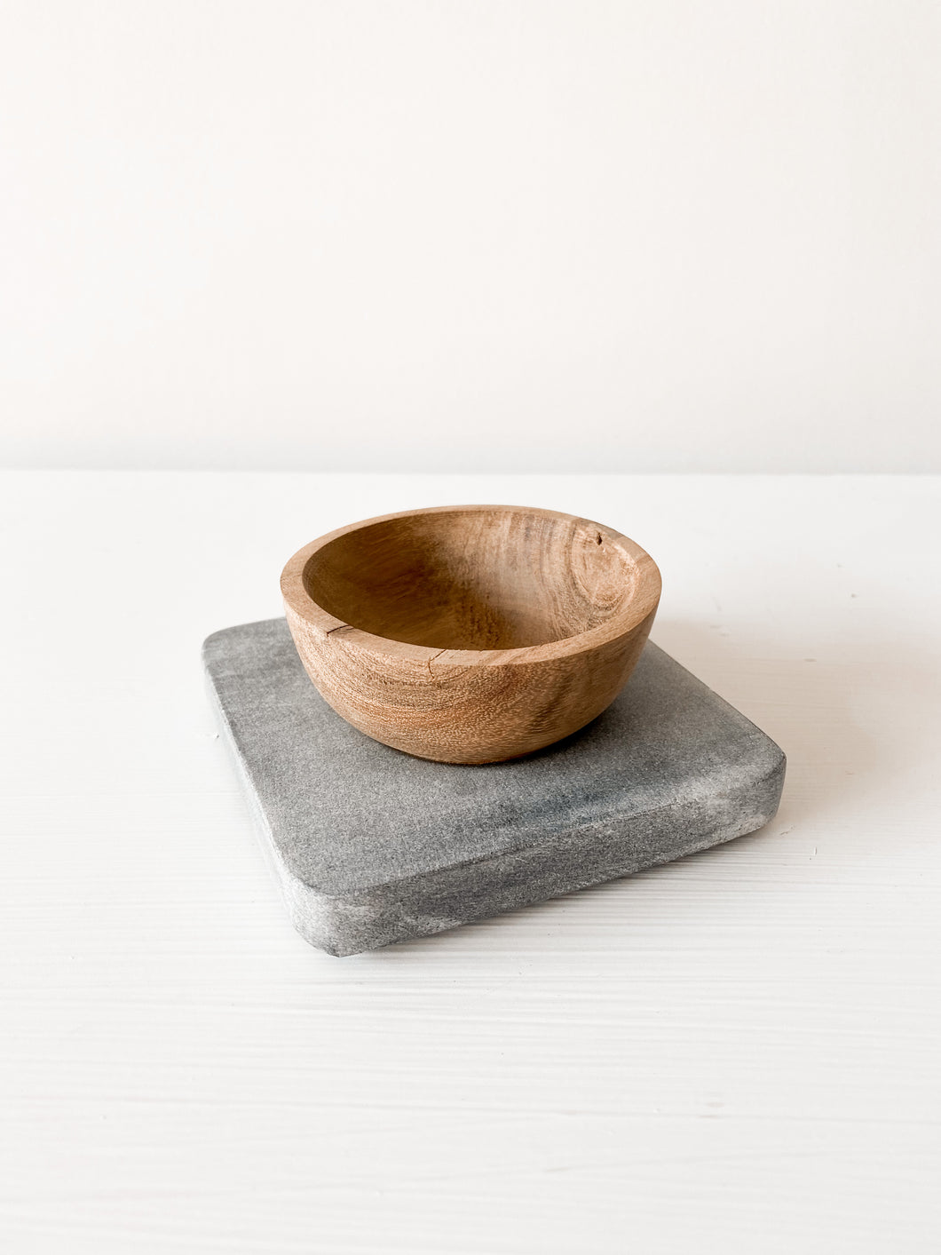 Wooden Bowl w/ Marble Tray