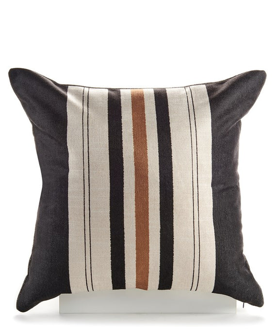 Pillow-Black, Cream, Gold Striped