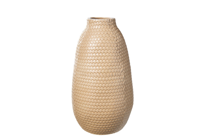Ceramic Tall Round Bellied Vase w/ Narrow Top