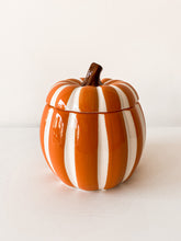 Orange Striped Pumpkin Candy Jar