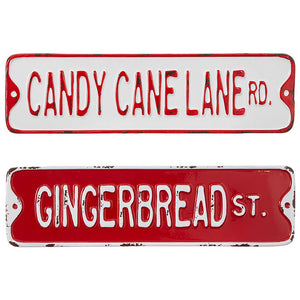 Candy Cane Lane Tin Sign