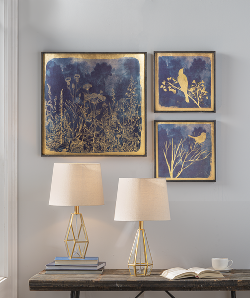 Blue & Gold Bird Wall Art