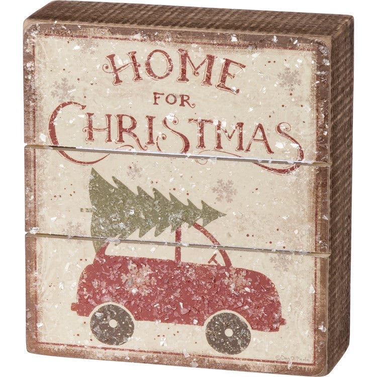 Home For Christmas Box Sign