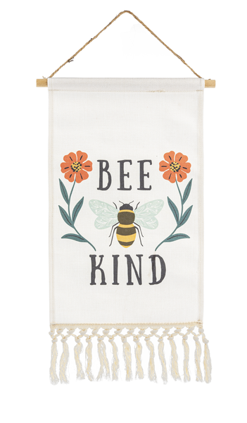 Bee & Floral Wall Hanging with Fringe