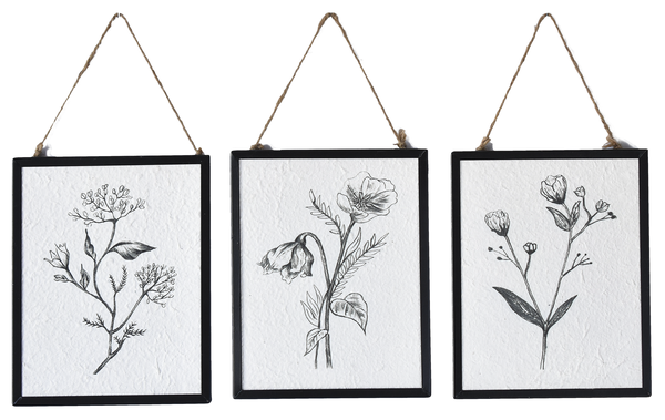 Black & White Floral Wall Decor