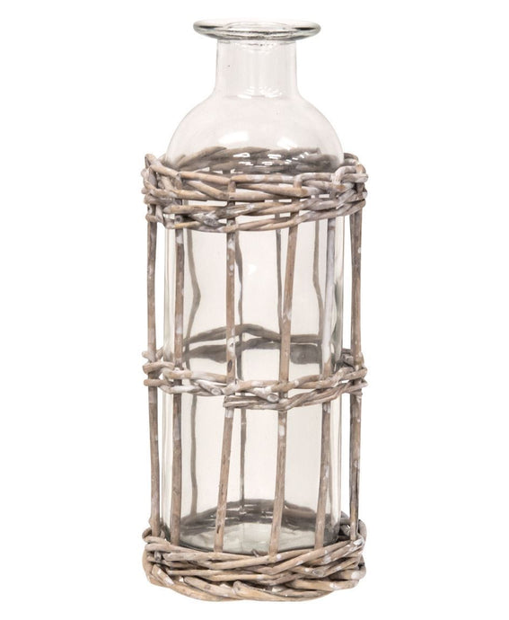 Graywash Willow Wrapped Glass Bottle