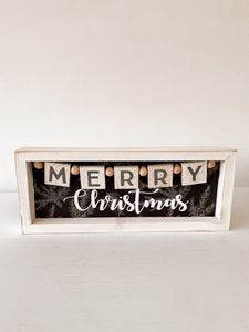 Merry Beaded Garland Inset Box Sign